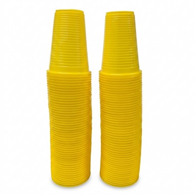 Set 100 pahare de unica folosinta galbene plastic petrecere 200 ml Bingo